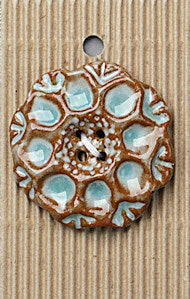Incomparable Buttons - Extra Large Aqua/Brown Snowflake - Card of 1