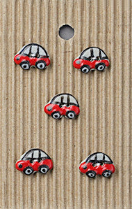 Incomparable Buttons - Small Red Cars - Card of 5
