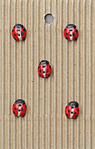 Incomparable Buttons - Small Red Ladybugs - Card of 5