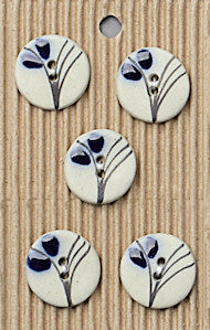 Incomparable Buttons - Navy Flowers Round - Card of 5