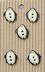 Incomparable Buttons - Small Penguins - Card of 5