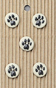 Incomparable Buttons - Paw Prints - Card of 5