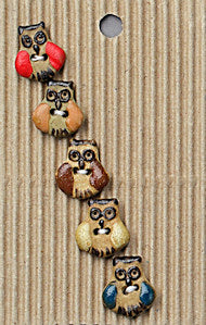 Incomparable Buttons - Small Owls - Card of 5