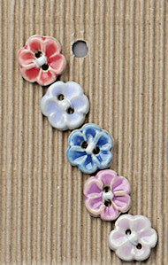 Incomparable Buttons - Medium Multi Flowers - Card of 5