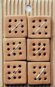 Incomparable Buttons - Brown Square 9 Hole - Card of 6