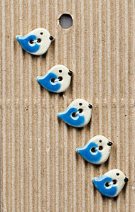 Incomparable Buttons - Blue Birds - Card of 5