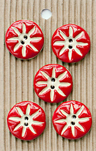 Incomparable Buttons - Red Stars - Card of 5