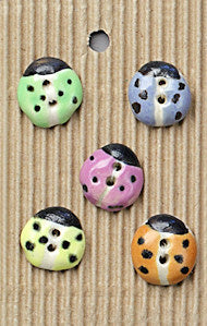 Incomparable Buttons - Ladybug Multi - Card of 5