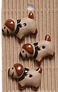 Incomparable Buttons - Brown Dogs - Card of 5