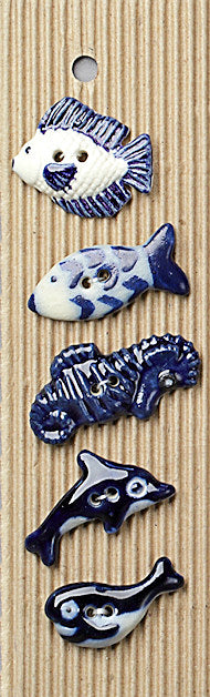 Incomparable Buttons - Mixed Fish - Card of 5