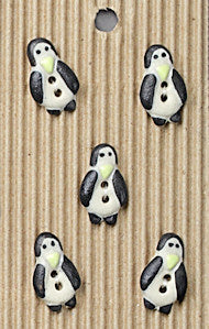 Incomparable Buttons - Penguins - Card of 5