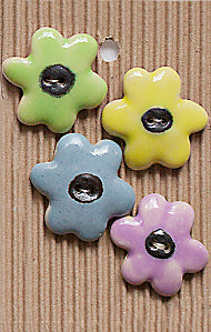 Incomparable Buttons - Large Multi Flowers L91 - Card of 4