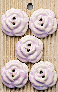 Incomparable Buttons - Large Pink Flowers L96 - Card of 5
