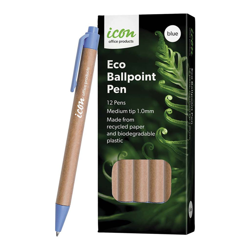 Icon Eco Ballpoint Retractable Pen Blue Pack Of 12