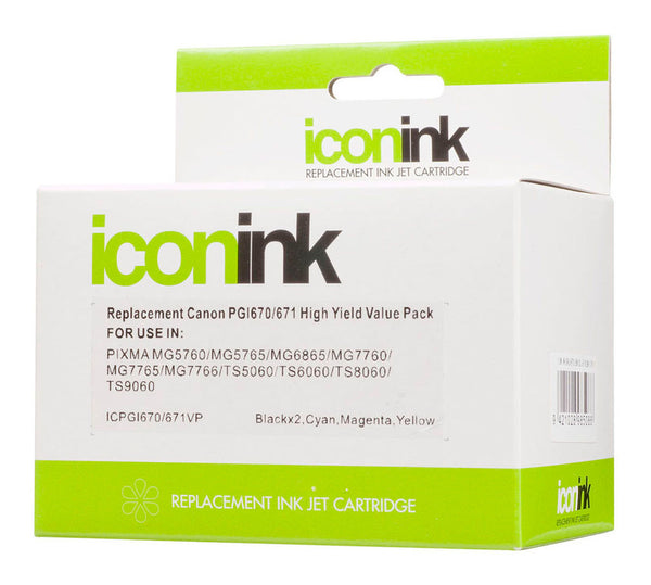 Icon Compatible Canon Pgi670 Cli671 Bbcmy Ink Value Pack