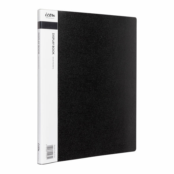 Icon Display Book A4 With Insert Spine 20 Pocket#Colour_BLACK