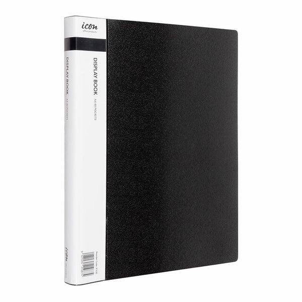 Icon Display Book A4 With Insert Spine 40 Pocket#Colour_BLACK