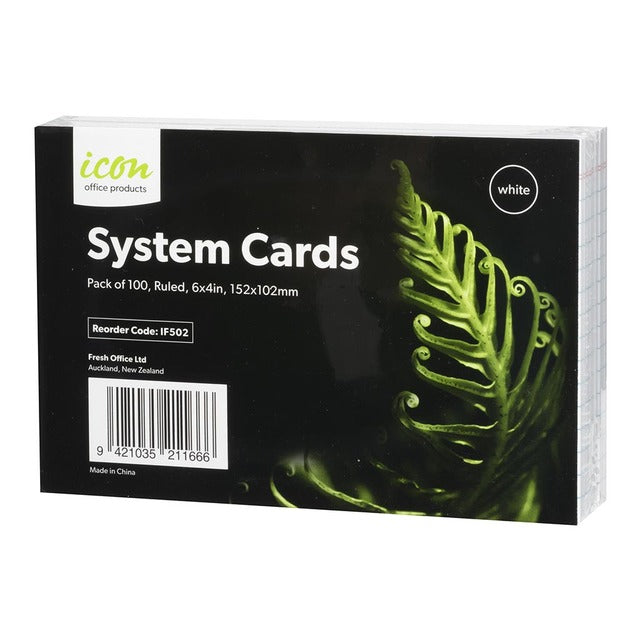 Icon System Cards Ruled White - Pack of 100