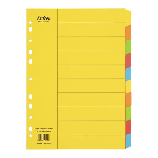 Icon Cardboard Dividers 10 Tab#Colour_ASSORTED