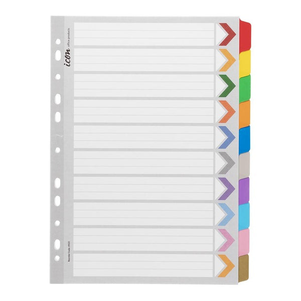 Icon Cardboard Dividers With Reinforced Tabs 10 Tab#Colour_ASSORTED