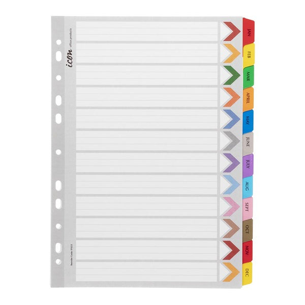 Icon Cardboard Indices With Reinforced Tabs Jan-Dec#Colour_ASSORTED