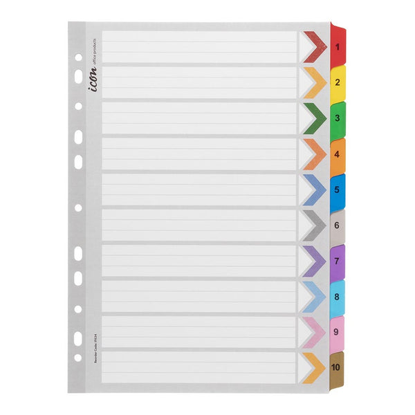Icon Cardboard Indices With Reinforced Tabs 1-10#Colour_ASSORTED