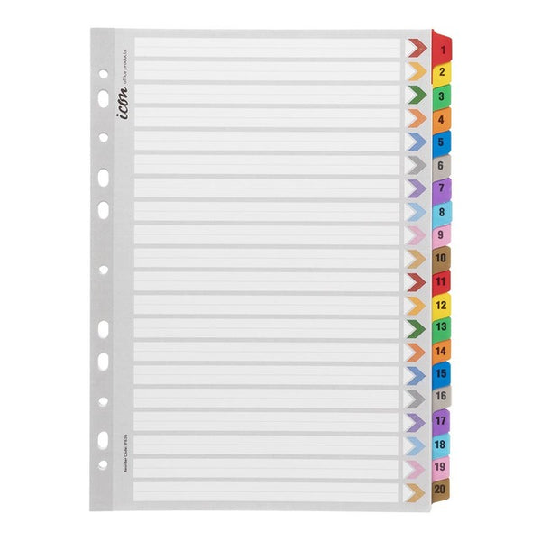 Icon Cardboard Indices With Reinforced Tabs 1-20#Colour_ASSORTED