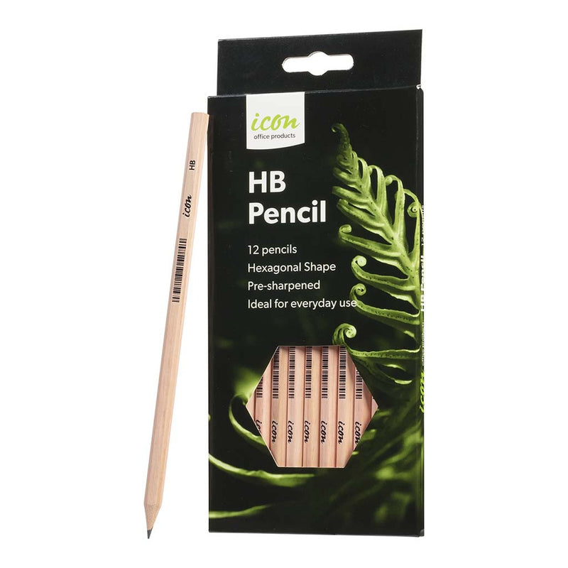 Icon HB Pencil Hexagonal Natural - Pack of 12