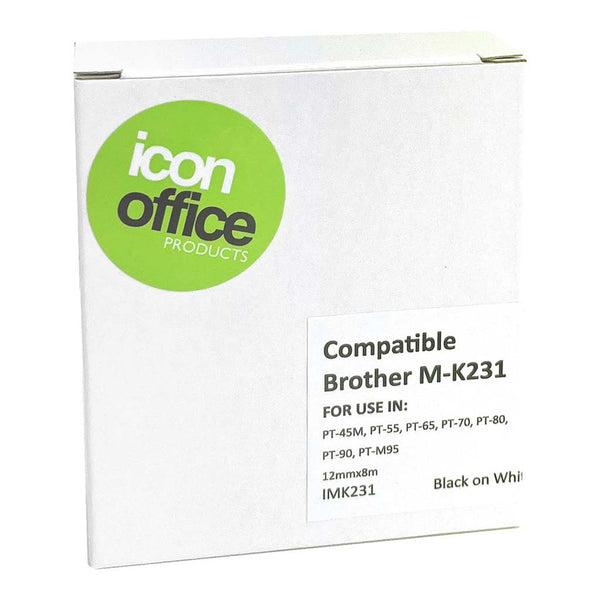 Icon Compatible Brother Mk Tape Black On White#Size_12MM