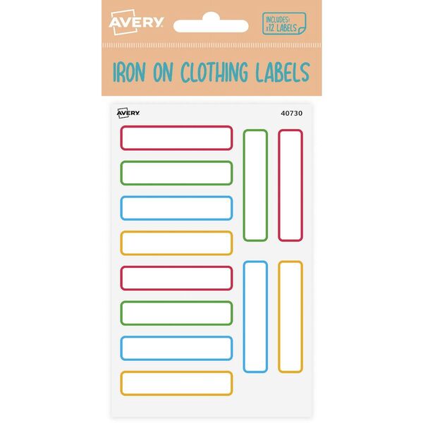 avery label iron on clothing assorted colours 12 pack