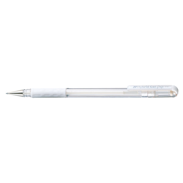 pentel hybrid gel grip gell roller pen stick k118l 0.8mm white box of 12
