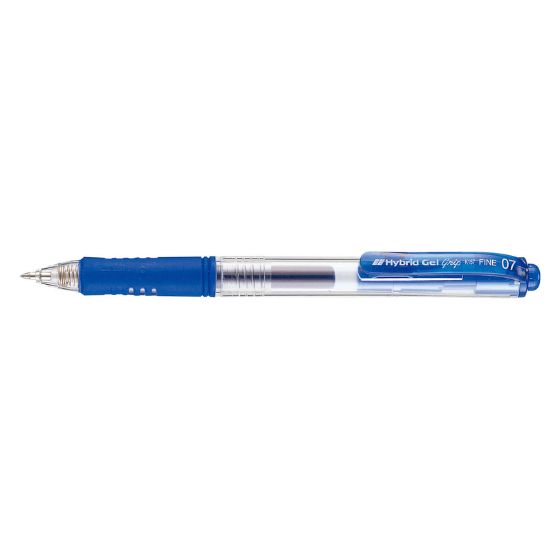 pentel hybrid gel grip gell roller pen retractable k157 0.7mm box of 12