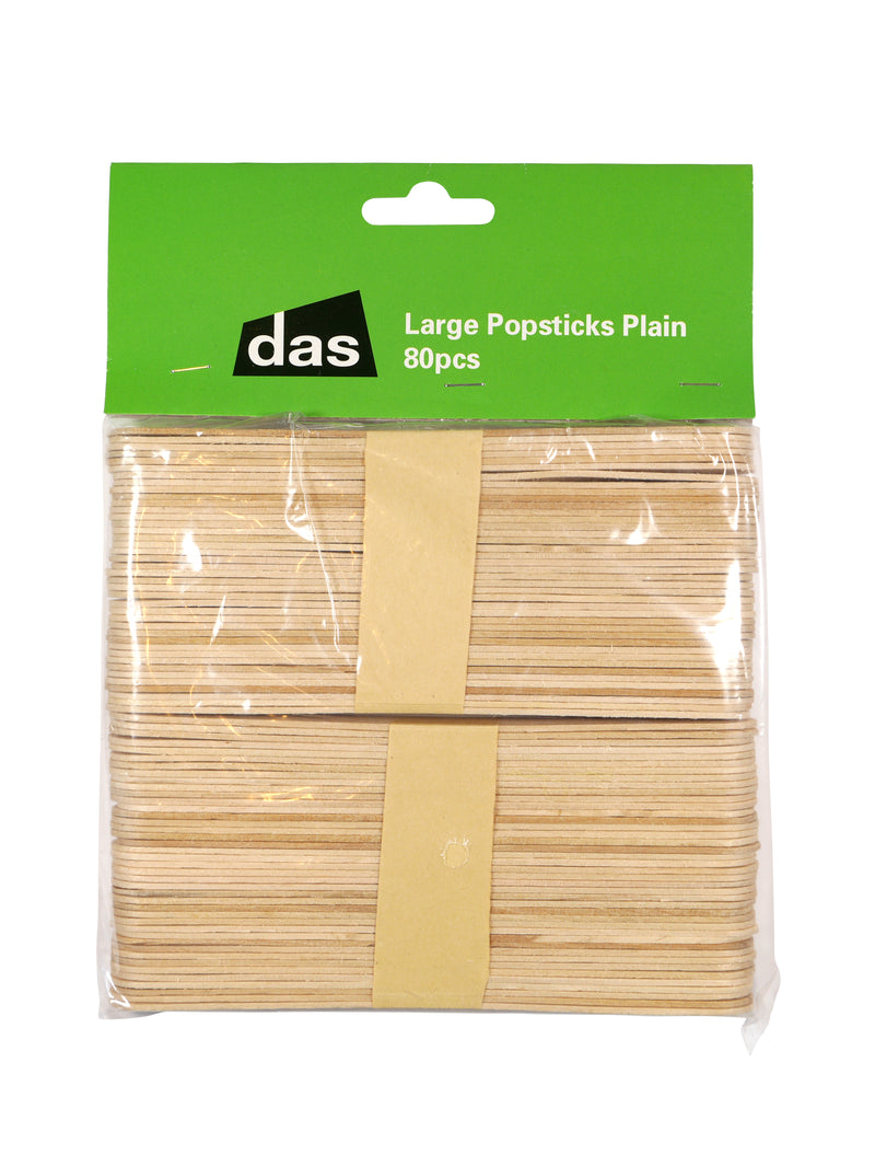 Das Large Wooden Craft Popsticks Plain 80 Pieces