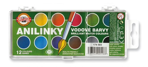 Anilinky Brilliant Water Colours 12 In Palette