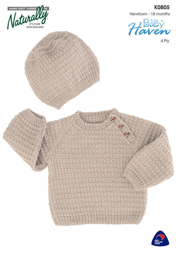 Naturally Pattern Leaflet Baby Haven Kids/sweater & Hat