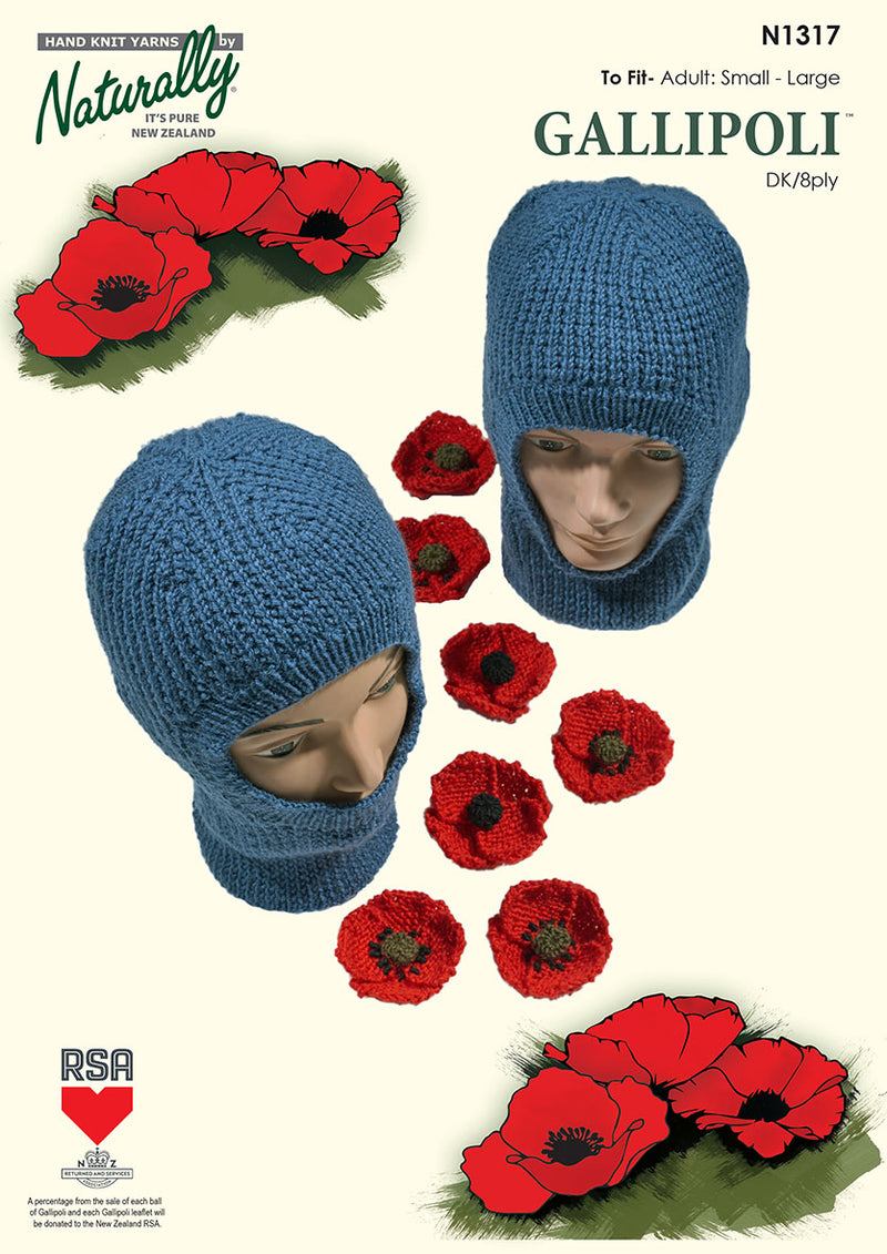 Naturally Pattern Leaflet Gallipoli Dk Unisex/balaclava & Poppies