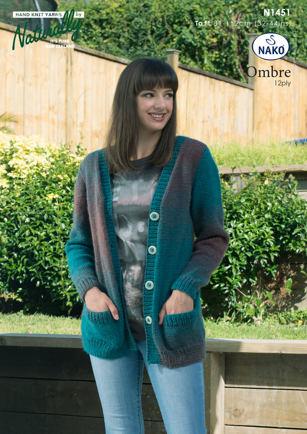 Naturally Pattern Leaflet Nako Ombre Womens/Cardigan