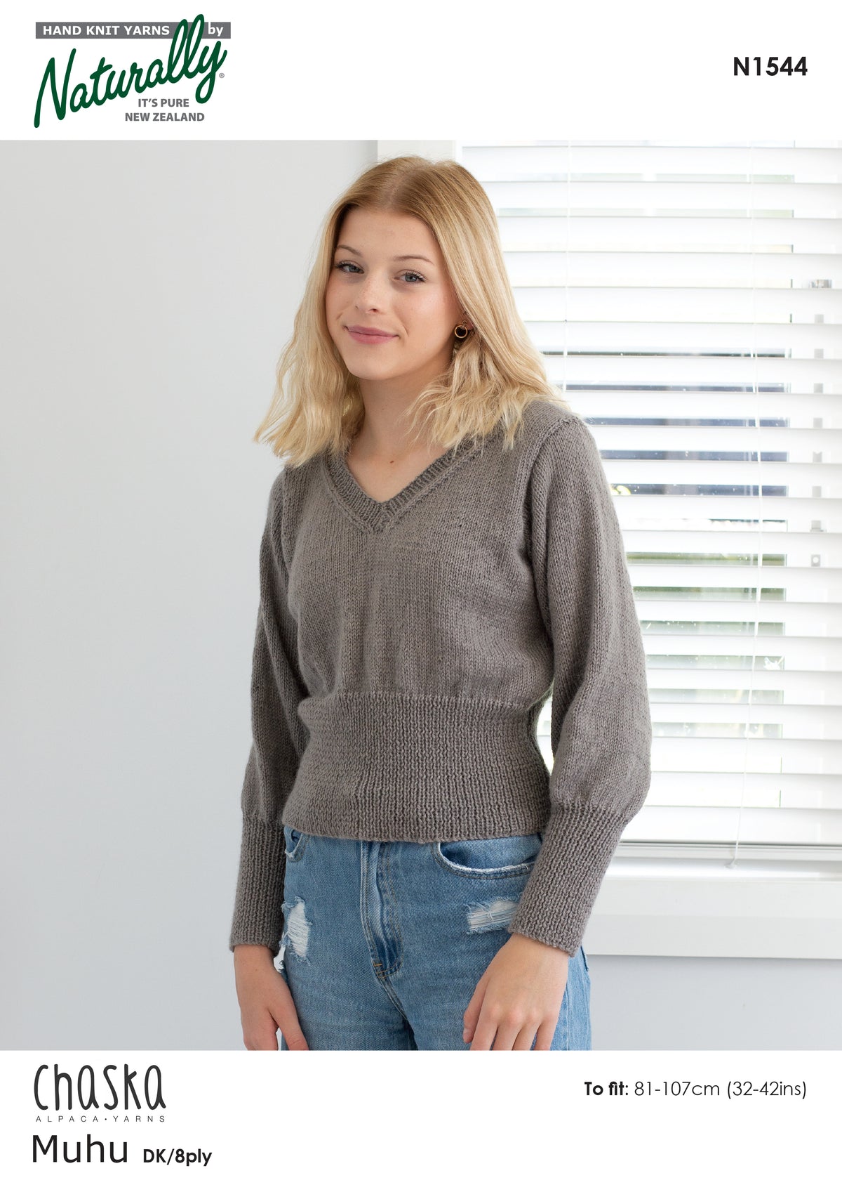 Chaska Patterns Knitting Pattern N1544 - Womens Sweater 32-42