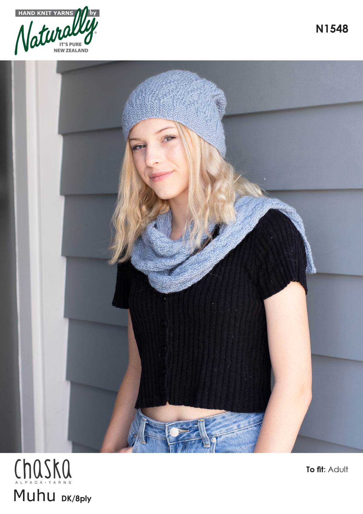 Chaska Patterns Knitting Pattern N1548 - Womens Hats & Scarves 8ply Yarn