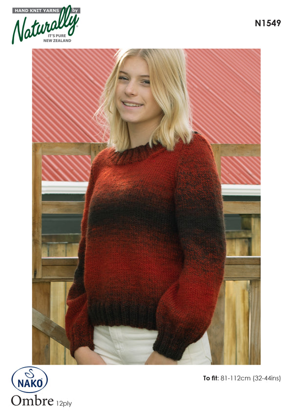 Naturally Pattern Leaflet Ombre 12ply Womens/Sweater