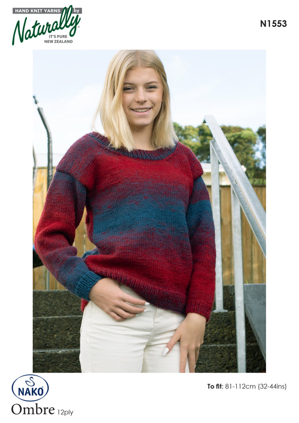 Naturally Pattern Leaflet Ombre 12ply Womens/Sweater
