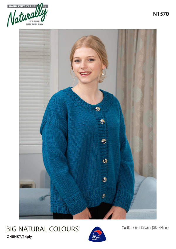 Naturally Pattern Leaflet Big Natural Colours 14ply Womens/cardigan