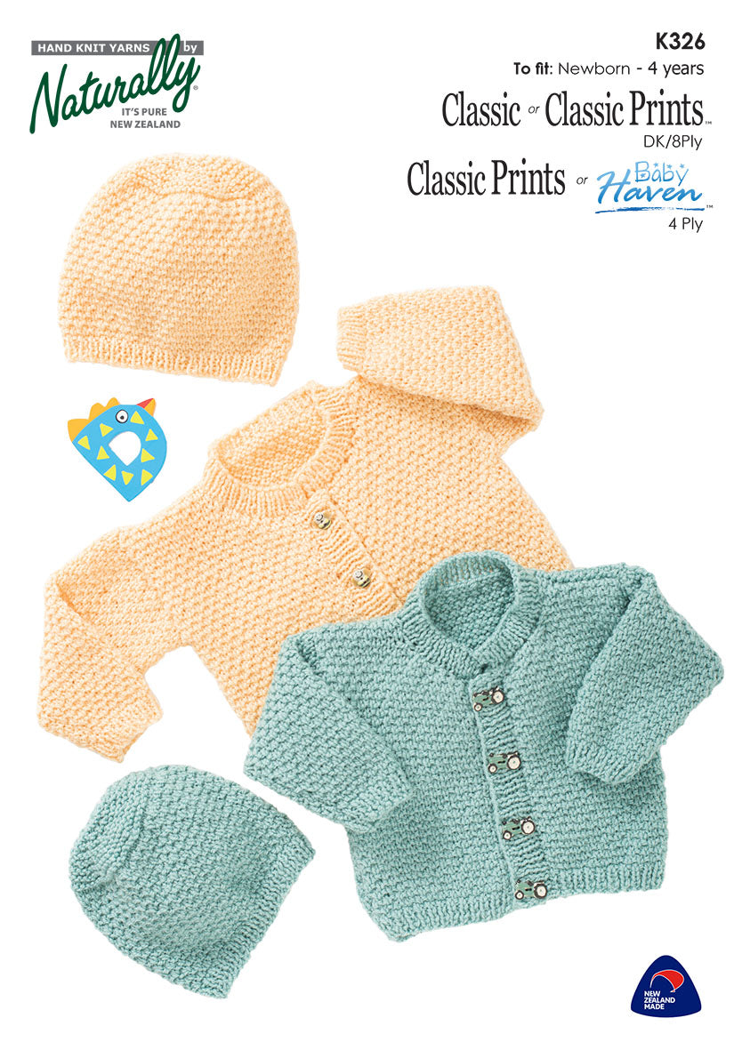 Knitting Pattern K326 - Kids Jacket & Hat 0-4 Years 4ply Yarn