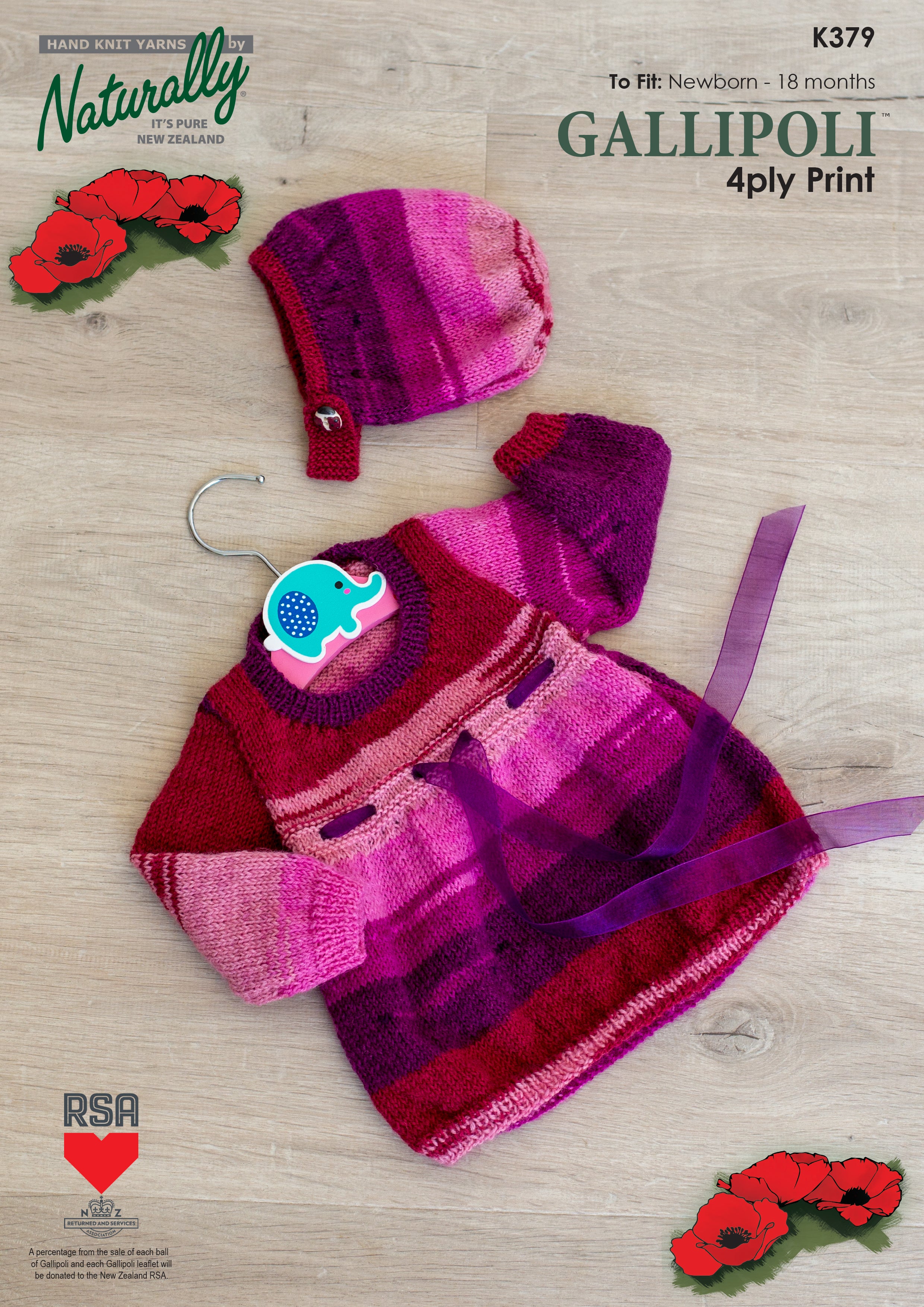 Knitting Pattern K379 - Kids Dress & Bonnet 0-18 Months 4ply Yarn