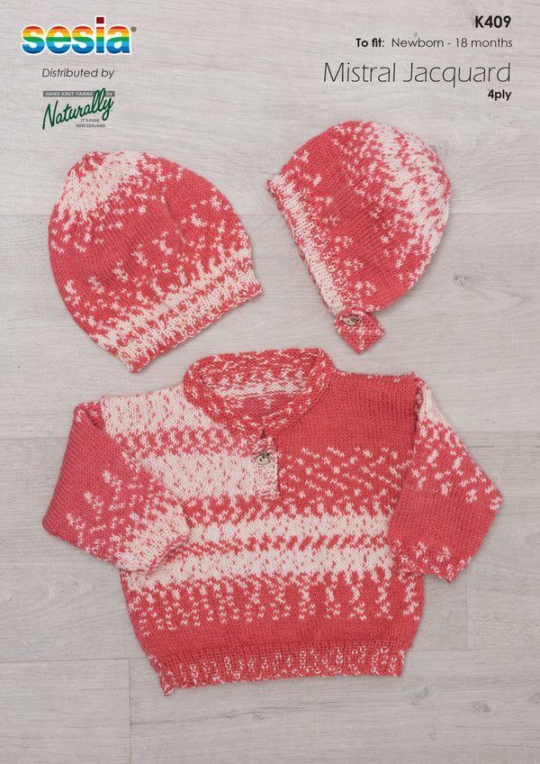 Naturally Pattern Leaflet Sesia Mistral Jacquard Kids/Sweater & Hat