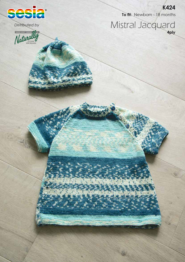 Naturally Pattern Leaflet Sesia Mistral Jacquard 4Ply Kids/Tunic + Hat