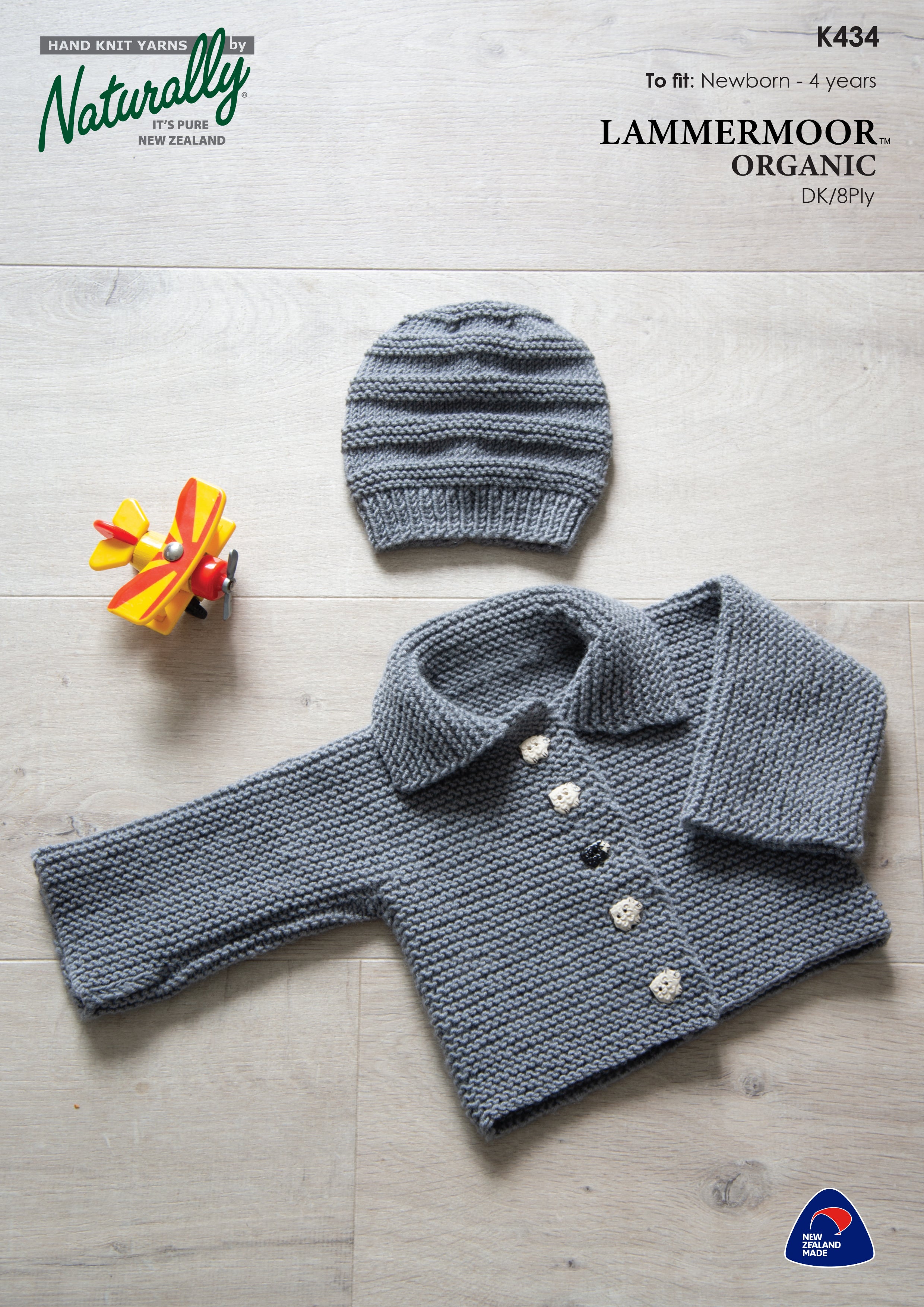 Knitting Pattern K434 - Kids Jacket & Hat 0-4 Years 8ply Yarn
