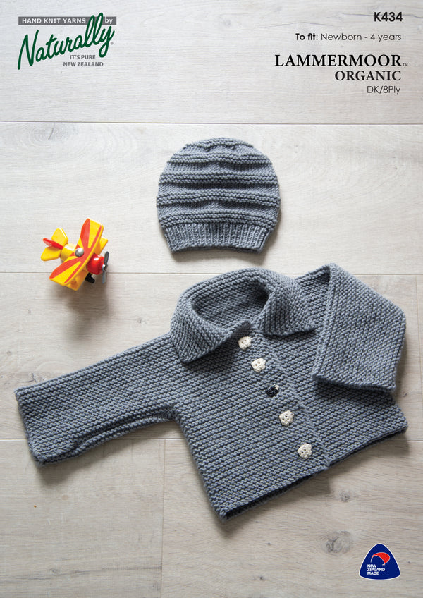 Naturally Pattern Leaflet Lammermmor Organic DK/8ply Kids/Jacket & Hat