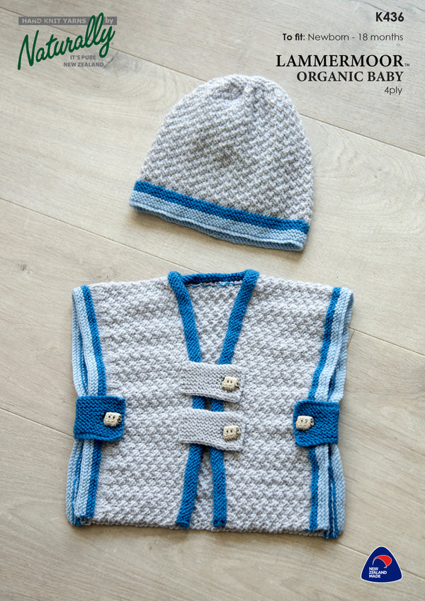 Naturally Pattern Leaflet Lammermmor Organic Baby 4plykids/Vest & Hat