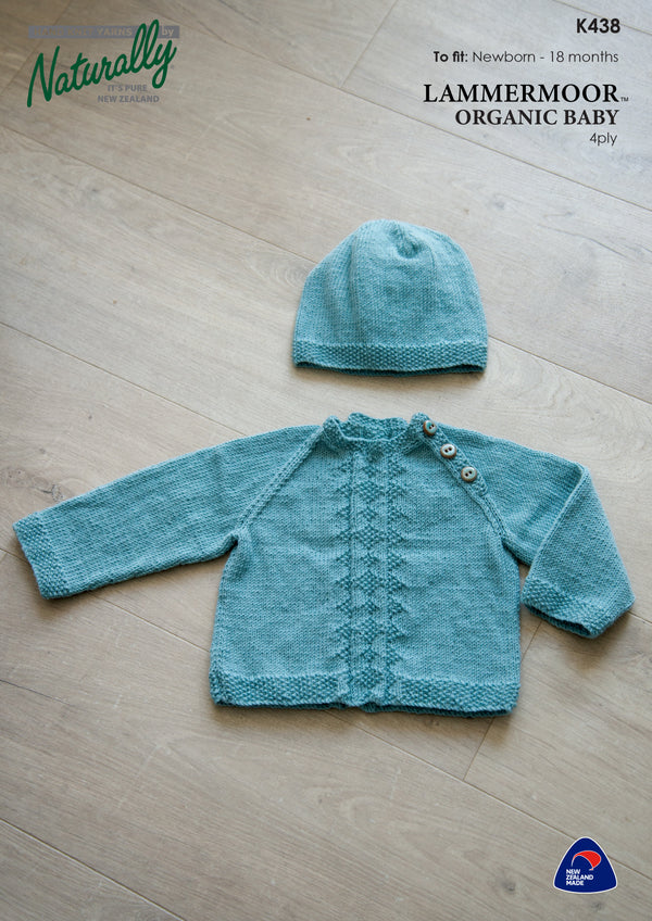 Naturally Pattern Leaflet Lammermmor Organic Baby 4ply Kids/Sweater & Hat